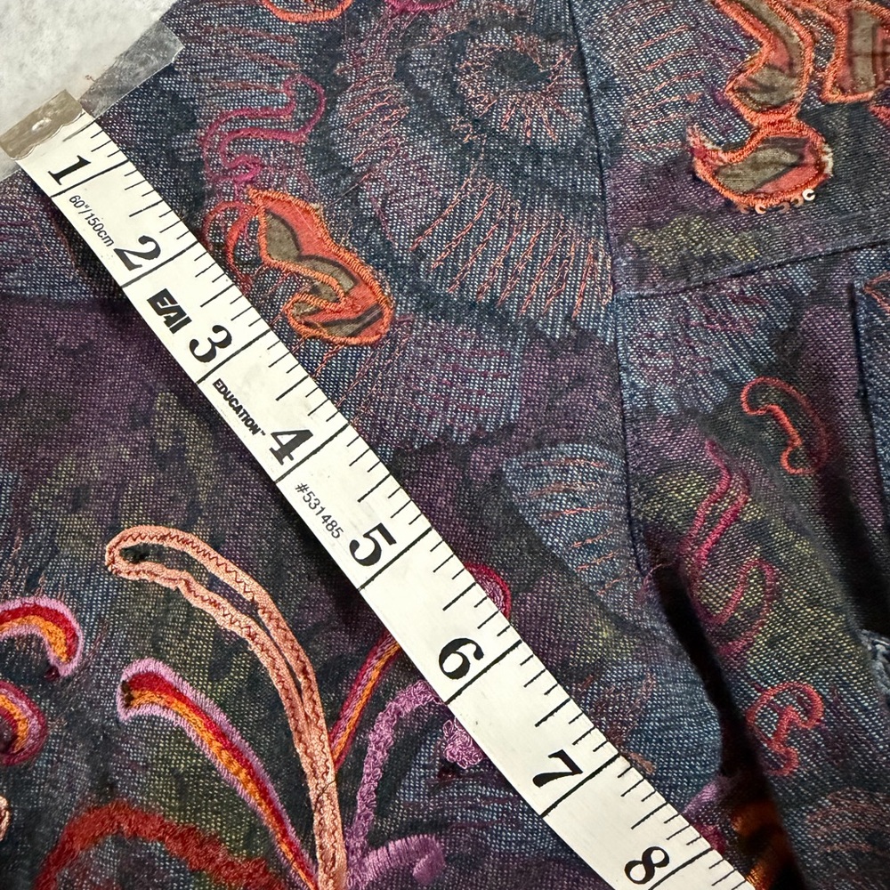 Chico's Colorful Embroidered Denim Jacket - Picture 6 of 7